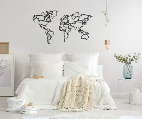 Vista 3 de Tubibu Decoración decorativa de pared de mapa del mundo de metal, decoración de oficina en casa, decoración de dormitorio y sala de estar