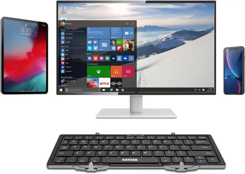 Vista 7 de Arteck Teclado Bluetooth plegable, mini teclado inalámbrico plegable portátil para iOS iPad de 10.2 pulgadas, Pro, Air, 9.7 pulgadas, Mini, Android