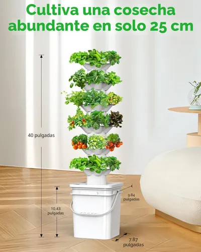 Vista 2 de Kit de sistema de cultivo hidropónico vertical sjzxuv, kits de sistema de jardinería interior y exterior, torre de cultivo de hierbas y frutas, 6