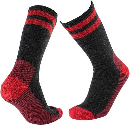 Vista 5 de Cerebro Calcetines de lana merino para hombre, calcetines acolchados a media pantorrilla que absorben la humedad, calcetines de senderismo