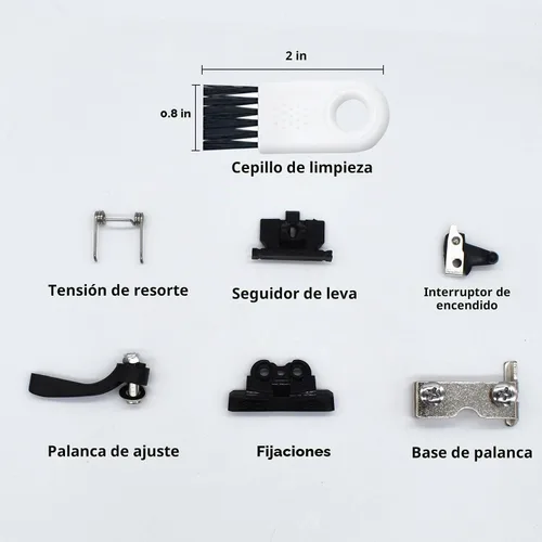 Vista 2 de Piezas de reparación profesional para cortapelos, palanca de ajuste, interruptor de alimentación, tensión de resorte, seguidor de leva, base