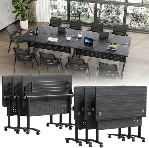 Vista 42 de Folding Conference Table with Wheels, Modular Foldable Conference Room Training Tables for Training Rooms, Flip Top Mobile Rolling Meeting Seminar