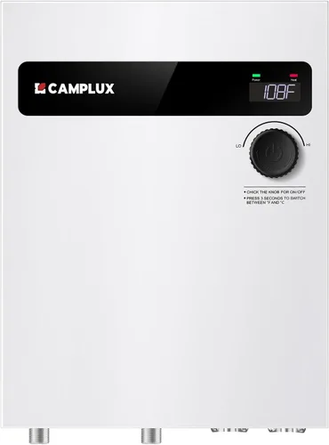 Vista 9 de CAMPLUX Calentador de Agua Eléctrico Sin Tanque de 8kW 240 Voltios, Calentador de Agua Caliente Instantáneo Bajo Demanda con Automodulación