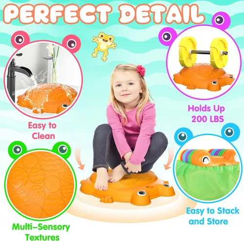 Vista 6 de Piedras de Equilibrio para Niños, 12 Piezas de Ranas, Piedras de Equilibrio Antideslizantes, Juguetes Sensoriales para Niños de 3 a 5 Años, Juego
