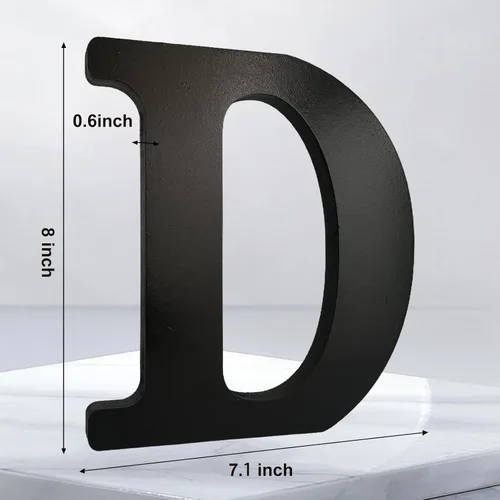 Vista 2 de AOCEAN Letras de madera negra de 8 pulgadas Letras de madera sin terminar para decoración de Halloween Letras decorativas de pie Tablero
