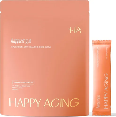 Vista 9 de Happy Aging Happiest - Polvo de hidratación intestinal - electrolitos + probióticos + prebióticos duales + ácido hialurónico - Equilibrio