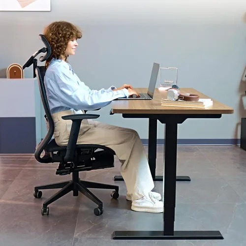 Vista 2 de FLEXISPOT Silla de oficina ergonómica con reposapiés, silla de computadora con respaldo de malla, sillas de escritorio de oficina en casa