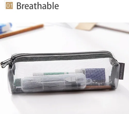 Vista 4 de Bolsa de malla para bolígrafos, estuche para lápices, bolsa de herramientas de maquillaje, bolsa de almacenamiento