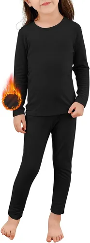 Vista 12 de Ropa interior térmica para niños pequeños, conjuntos de capa base de invierno tipo Long Johns para niñas y niños Un rosa oscuro.