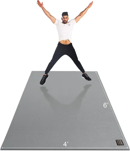 Vista 16 de GXMMAT Alfombrilla de ejercicio grande de 6 x 4 pies/6 x 5 pies/6 x 6 pies (0.276 in), alfombrillas gruesas para suelo de gimnasio en casa, tapete