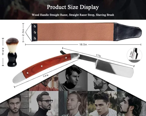 Vista 7 de Profesional Kit de Maquinilla de Afeitar Recta Con Strop, Brocha De Afeitar, Cuero Strop - Navaja de Barbero Navaja de Barbero