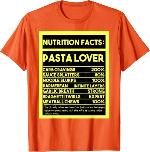 Vista 69 de Pasta Lover Nutrition Facts: The Ultimate Carb Connoisseur's T-Shirt Negro