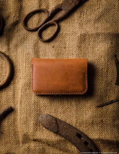 Vista 35 de Crazy Horse Craft Personalized Leather Card Holder, Business Card Case Felt Alpine Green