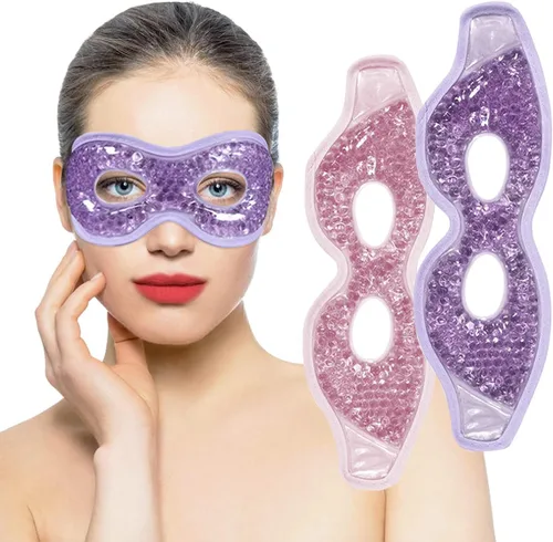 Vista 7 de Mascarilla de gel refrescante con agujeros, 2 paquetes de ojos fríos para ojos hinchados e hinchazón, paquete de gel de calor reutilizable