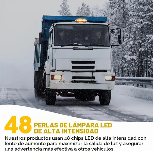 Vista 7 de Leelosp Paquete de 3 mini barras de luz estroboscópica para techo, 48 luces LED estroboscópicas de advertencia de base magnética, luz intermitente