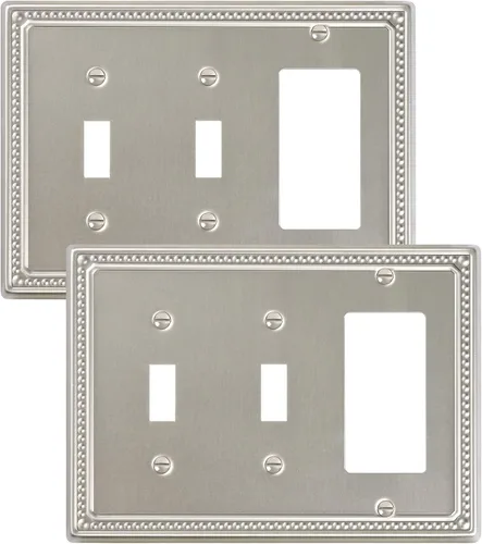 Vista 74 de Paquete de 2 cubiertas de placa de interruptor de luz de doble palanca, cubiertas decorativas de placa de doble interruptor Pearls, placa de pared