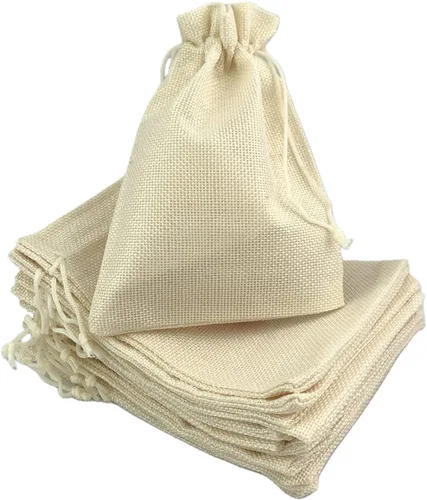 Vista 17 de Palmhomee Paquete de 20 bolsas de regalo de arpillera con cordón, bolsas de joyería de lino, bolsas de yute de boda para joyas y bolsas