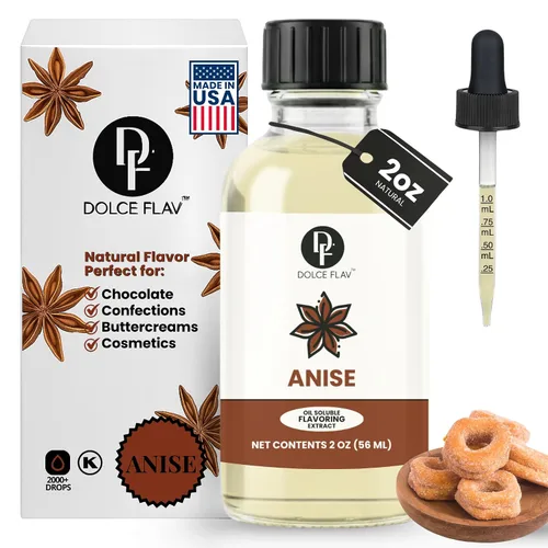 Vista 74 de Dolce Flav Extracto Natural de Anís – 1 Galón Soluble en Aceite Kosher, Sin Azúcar, Aromatizante Concentrado de Anís de Regaliz para Hornear