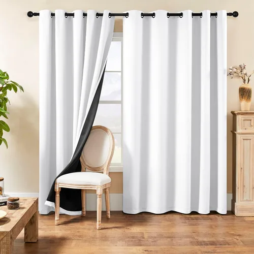 Vista 55 de Rutterllow - Cortinas 100% opacas, paneles de cortina con ojales, aislamiento térmico y bloqueo de luz para habitación y sala de estar