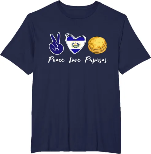 Vista 64 de Pupusas Lover Love Peace El Salvadaor Camiseta Comida Salvadoreña
