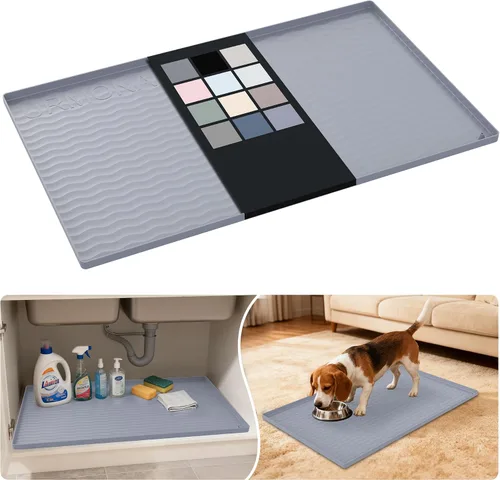 Vista 77 de URMONA - Tapete de silicona impermeable para debajo del fregadero, 16 x 10 Beige