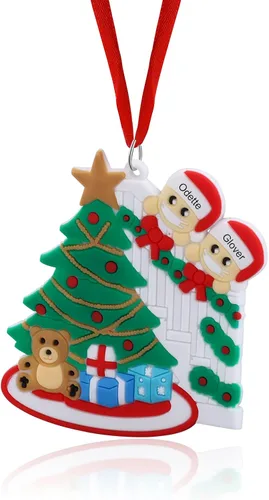 Vista 12 de Adornos de Navidad personalizados, nombres de familia, decoración de Navidad, decoración colgante de árbol, adorno de bendición de Feliz Navidad