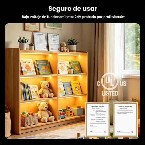 Vista 7 de MIWISE Tira de luces LED RGB COB 9.84 pies/3m, tira de luz de cambio de color regulable DC24V, compatible con Alexa/Google Assistant/Tuya, cinta