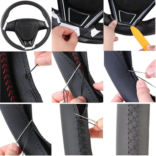 Vista 5 de WouND Cubierta del volante del coche, para Nissan Marzo Sunny Versa 2013 Almera transpirable antideslizante protector interior accesorios