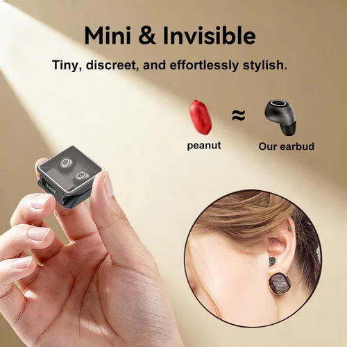 Vista 3 de Auriculares invisibles pequeños pequeños para orejas pequeñas, auriculares inalámbricos Bluetooth intraurales, auriculares ocultos, IPX5 Negro