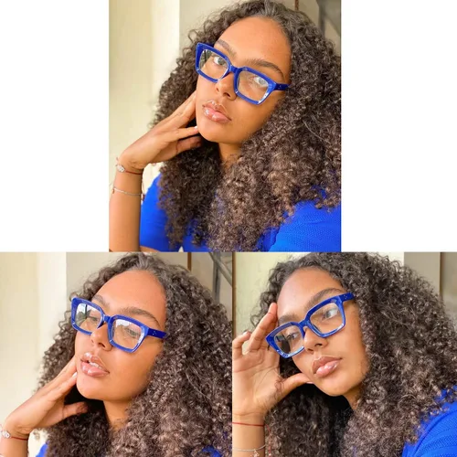 Vista 2 de FEISEDY Gafas cuadradas clásicas sin receta para mujer marco grueso para gafas B2461