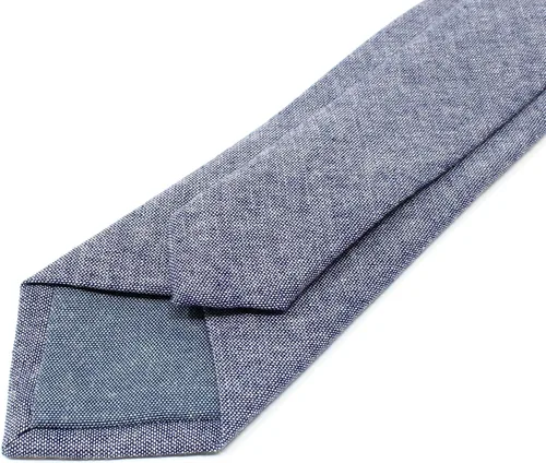 Vista 13 de Corbata delgada de algodón cambray para hombre, estilo desgastado texturizado - 2 1/2 pulgadas de ancho