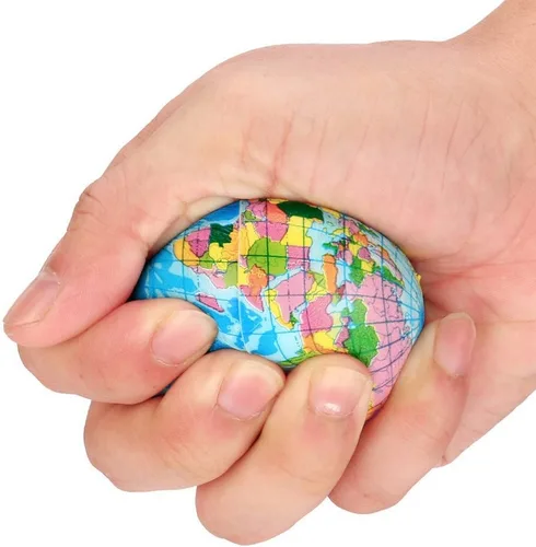 Vista 4 de Mini bola de estrés para niños y adultos, globo de mapa mundial, bola de estrés, juguete sensorial para aliviar el estrés y la ansiedad, juguete