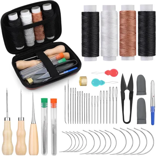 Vista 8 de Yizzvb Kit de costura de cuero de 46 piezas, kit de herramientas de costura