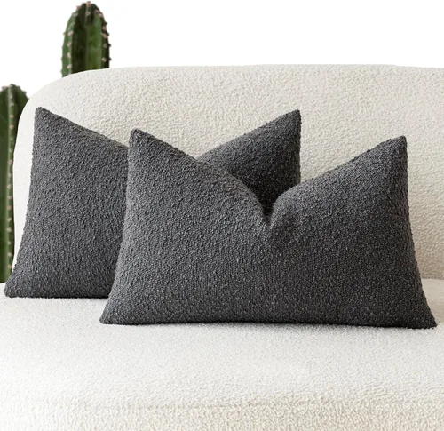 Vista 21 de Foindtower - Juego de 2 fundas decorativas de textura de bucle, fundas de almohada acentuadas, fundas de cojín sólidas, neutrales, para sofá, silla