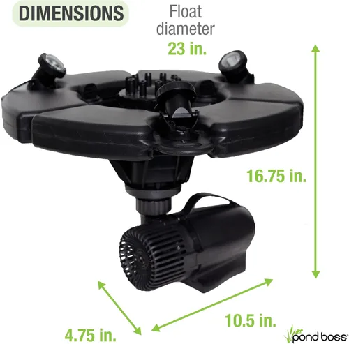 Vista 2 de pond boss Fuente flotante PRO con luces, 1/2 hp, bomba 5000 GPH