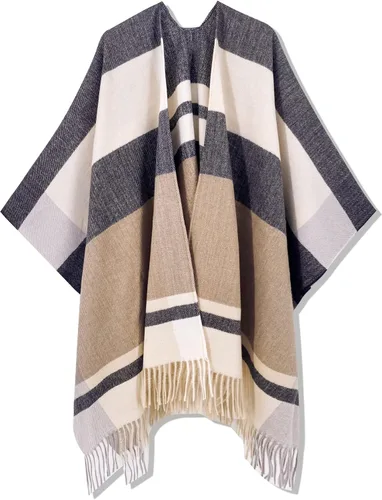 Vista 67 de Moss Rose Chal de viaje para mujer, capa tipo poncho de frente abierto para otoño e invierno