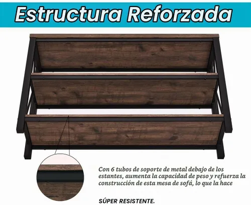 Vista 5 de BON AUGURE - Mesa de consola rústica detrás del sofá, mesa industrial de entrada con estantes, mesas de sofá de 3 niveles estilo granja para sala