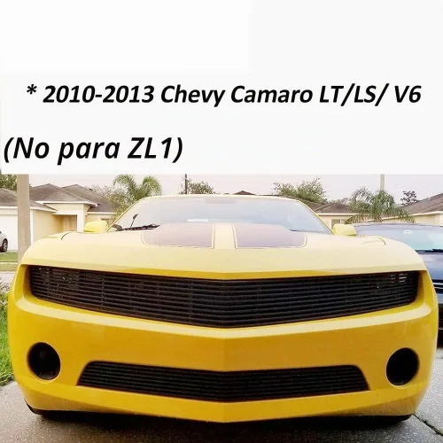 Vista 6 de Inserto de parrilla delantera negra para Chevy Camaro LT/LS V6 Phantom Billet 2010-2013, insertos de rejilla del parachoques superior, protector