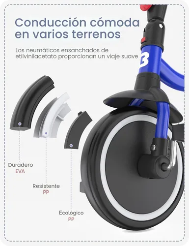 Vista 4 de besrey Triciclo para niños pequeños con campana, triciclo para niños de 18 meses a 5 años, triciclo para niños, bicicleta para niños de 1.5 a 5