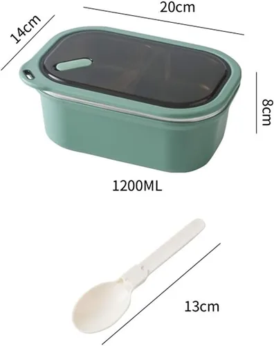 Vista 7 de Caja Bento de acero inoxidable, contenedores de almuerzo de metal con compartimento, lonchera sellada contenedor de comida (azul)