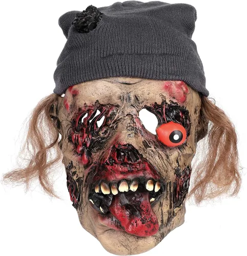 Vista 2 de Ibluelover Scary Zombie Mask with Knit Hat Halloween Creepy Evil Ghost Mask