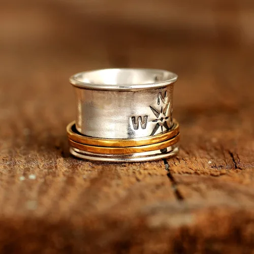 Vista 5 de Boho-Magic - Anillo giratorio de plata de ley 925 para mujer