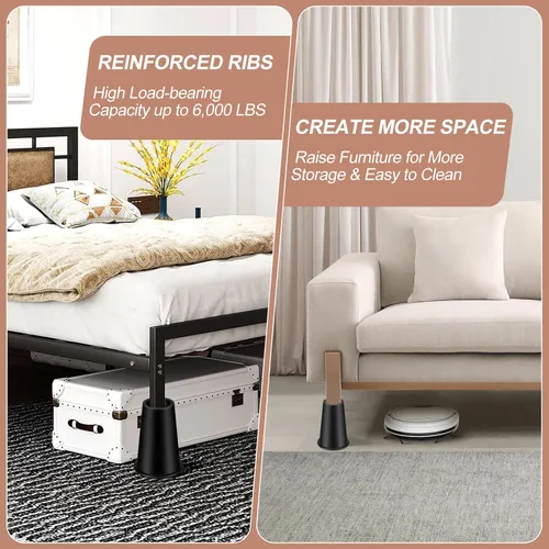 Vista 5 de shouwuhho Elevadores de Cama de 8 Pulgadas, Elevadores de Muebles Redondos Resistentes Elevan 14" 12" 8" Mesa, Patas de Escritorio, Sofá, Sillón