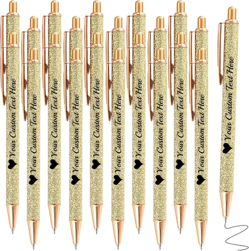 Vista 17 de Hasta 100 bolígrafos personalizados a granel con nombre, bolígrafo con purpurina personalizable, logotipo de negocios, mensaje de texto, regalo