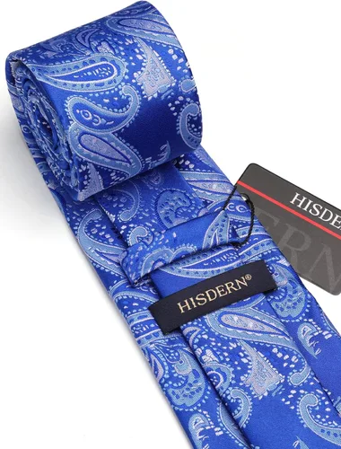 Vista 59 de HISDERN Corbatas para hombre, corbata de cachemira y bolsillo cuadrado tejido clásico floral para hombre, corbata de fiesta de boda