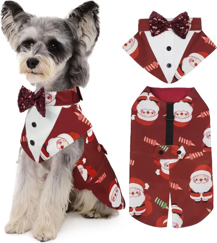 Vista 24 de Kuoser Conjunto de esmoquin para perro, traje de perro y bandana, disfraz Negro