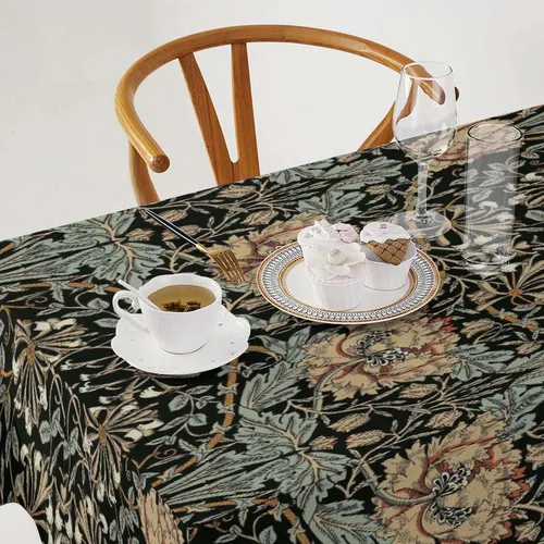 Vista 356 de Mantel Floral Retro de Pájaros, Diseño Original Bohemio William Morris Estampado Cubierta de Mesa para Hogar Picnic Fiesta Comedor Cocina William