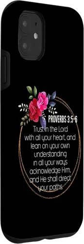 Vista 3 de Funda para iPhone 11 Proverbios 3:5-6 con versículo bíblico religioso cristiano para hombres y mujeres