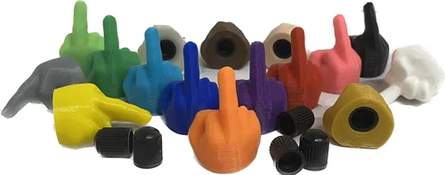 Vista 11 de 5 tapas de válvula de dedo medio, 16 colores, fabricadas en Estados Unidos