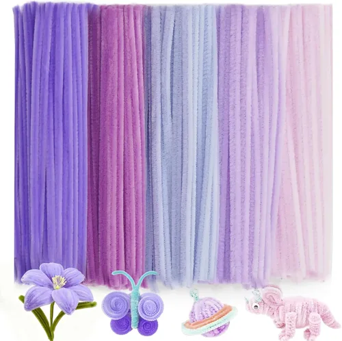Vista 24 de Limpiapipas pastel, 500 unidades, 10 tallos de chenilla surtidos para manualidades Esquema de color de caramelo de macaron